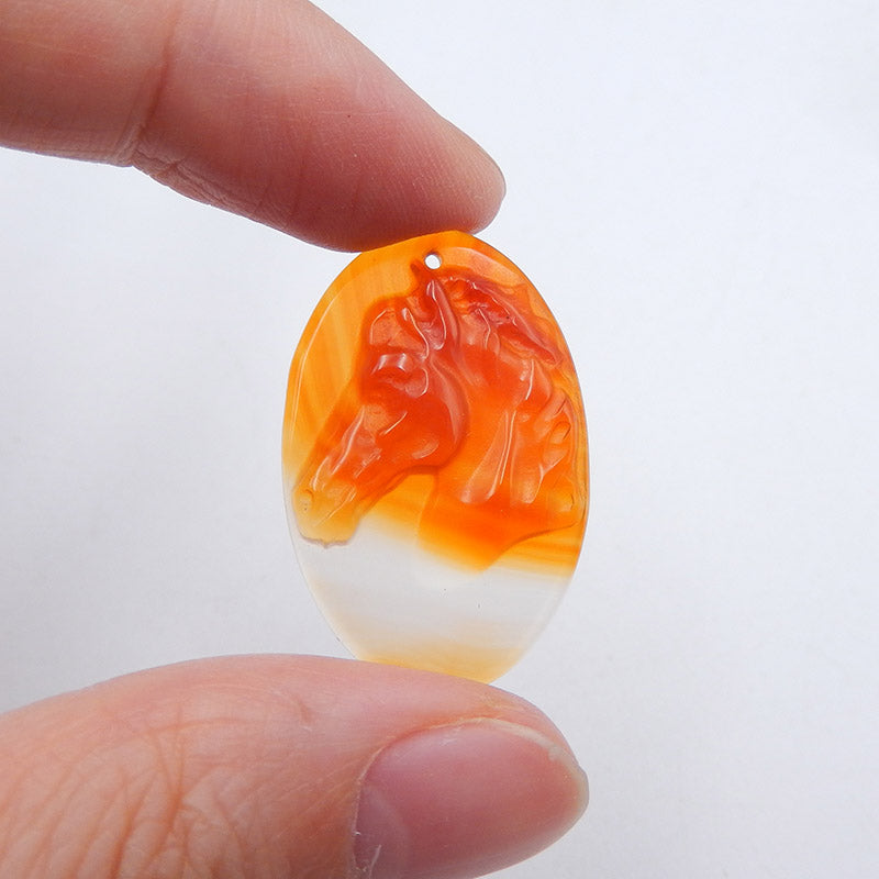 Natural Red Agate Carved horse head Pendant Bead 30x20x5mm, 14.5g