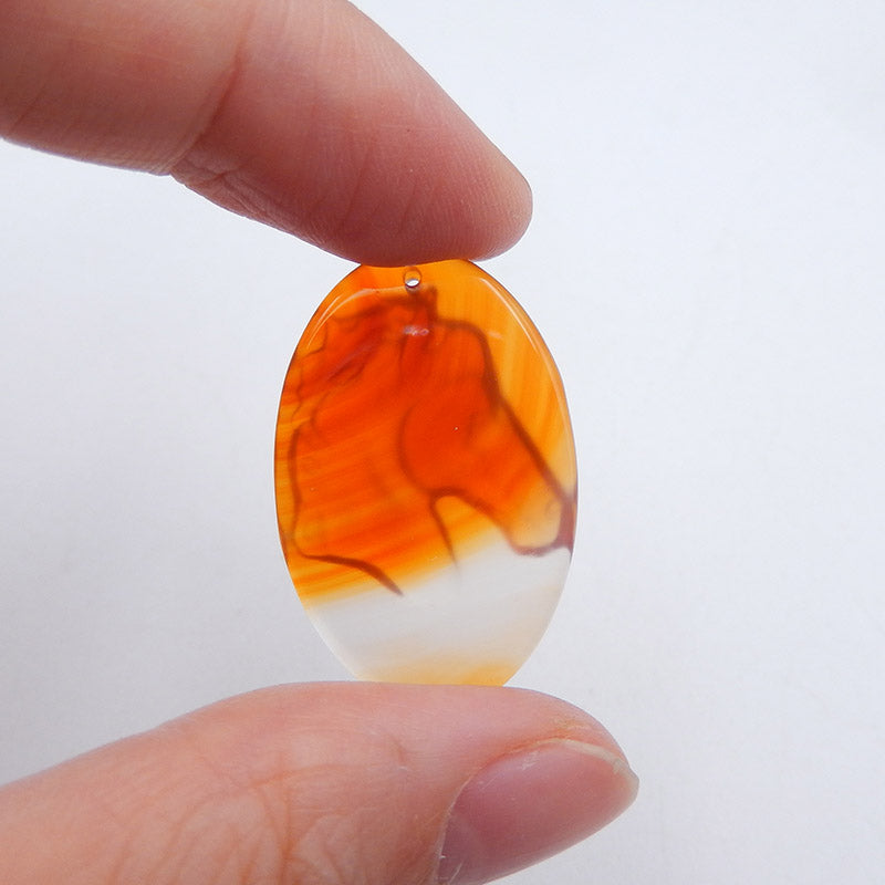 Natural Red Agate Carved horse head Pendant Bead 30x20x5mm, 14.5g