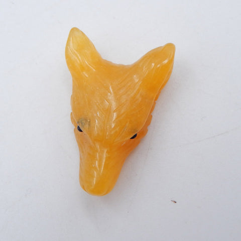 天然手工雕刻黄玉狼头宝石吊坠,狼首饰,宝石吊坠,30x20x10 毫米,6.6 克