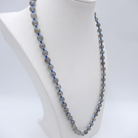 Colliers de pierres précieuses de perles, colliers de pierres précieuses de Labradorite rondes, collier de boucle en argent 925