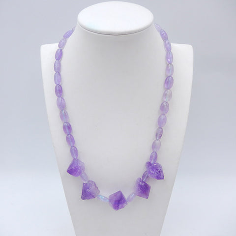 Natural Amethyst Beads For Necklace 1 Strand, 18 inch, 49.8g