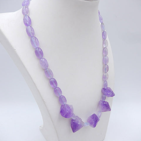 Natural Amethyst Beads For Necklace 1 Strand, 18 inch, 49.8g
