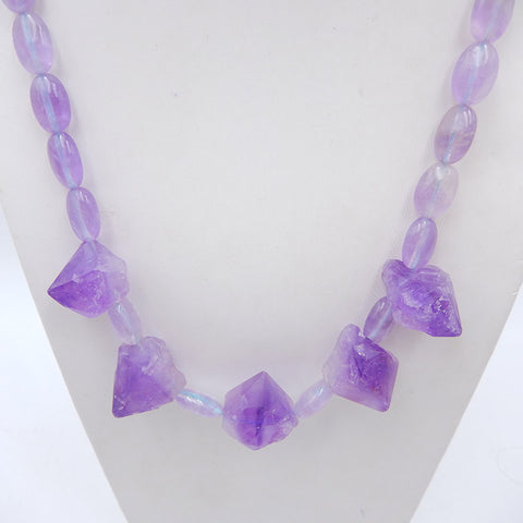 Natural Amethyst Beads For Necklace 1 Strand, 18 inch, 49.8g