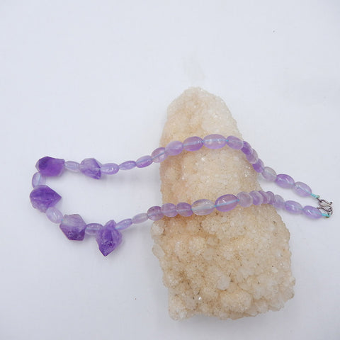 Natural Amethyst Beads For Necklace 1 Strand, 18 inch, 49.8g