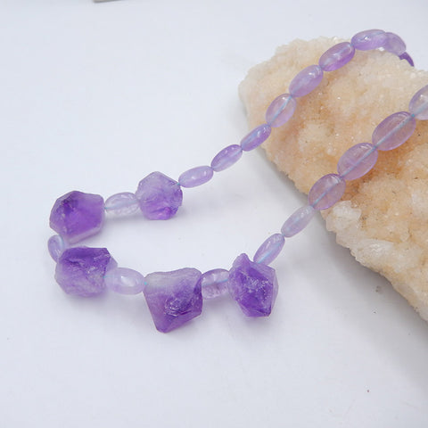 Natural Amethyst Beads For Necklace 1 Strand, 18 inch, 49.8g