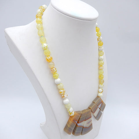 Colliers de pierres précieuses naturelles, colliers de pierres précieuses avec pendentif en opale jaune et agate, collier à boucle en argent 925