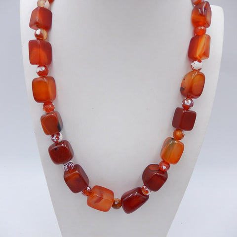 Beads Gemstone Necklaces, Red Agate Gemstone Necklaces