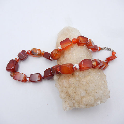 Beads Gemstone Necklaces, Red Agate Gemstone Necklaces