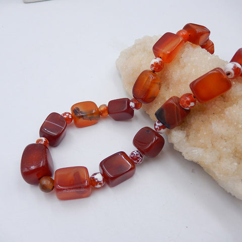 Beads Gemstone Necklaces, Red Agate Gemstone Necklaces