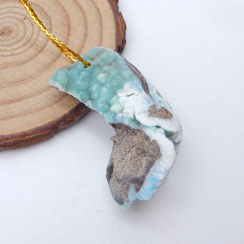 Beautiful Chrysocolla 原石吊坠,37x24x17mm,12.4g