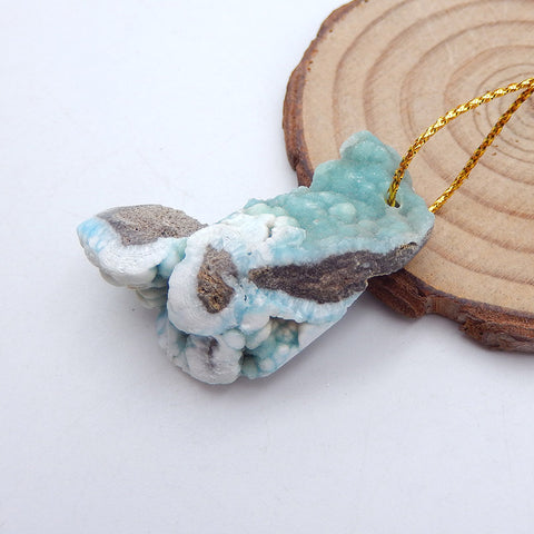 Beautiful Chrysocolla 原石吊坠,37x24x17mm,12.4g