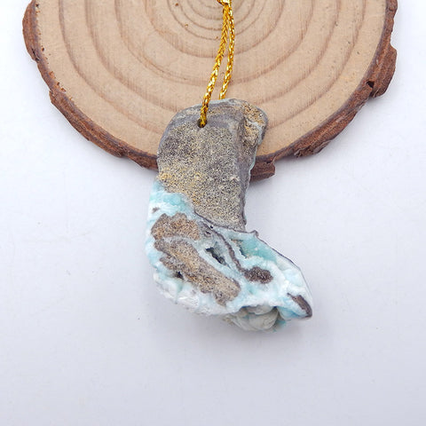 Beautiful Chrysocolla 原石吊坠,37x24x17mm,12.4g