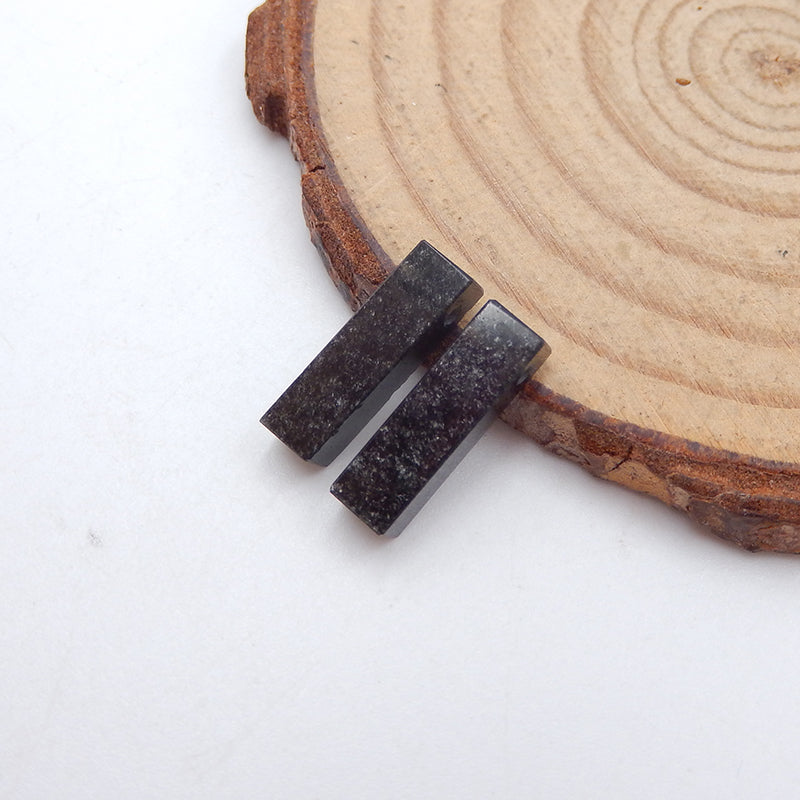 Natural Obsidian Earring Beads 13X4X4mm, 1.2g