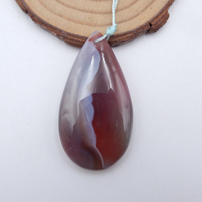 Natural Red Agate Pendant Bead 47x25x9mm, 14.2g