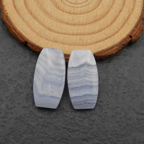 Paire de boucles d'oreilles percées en agate bleue naturelle, 23x12x4 mm, 5,5 g