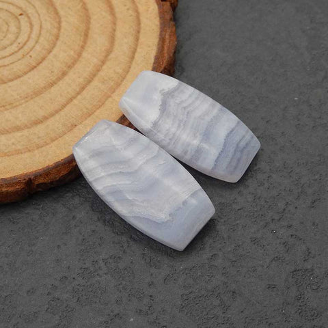 Paire de boucles d'oreilles percées en agate bleue naturelle, 23x12x4 mm, 5,5 g