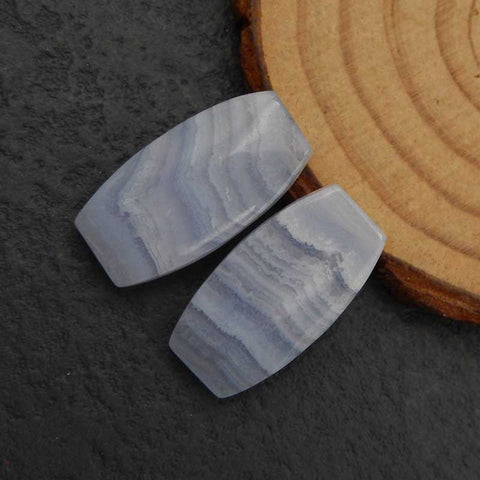 Paire de boucles d'oreilles percées en agate bleue naturelle, 23x12x4 mm, 5,5 g