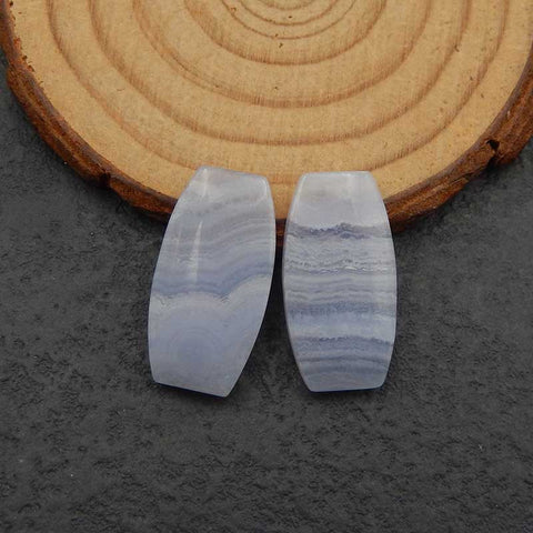 Paire de boucles d'oreilles percées en agate bleue naturelle, 23x12x4 mm, 5,5 g