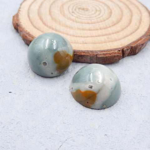 Natural Biggs Jasper Cabochons Paired 18x8mm, 7.8g