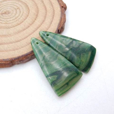 Natural Buddstone (African Jade) Earring Beads 30x15x4mm, 5.8g
