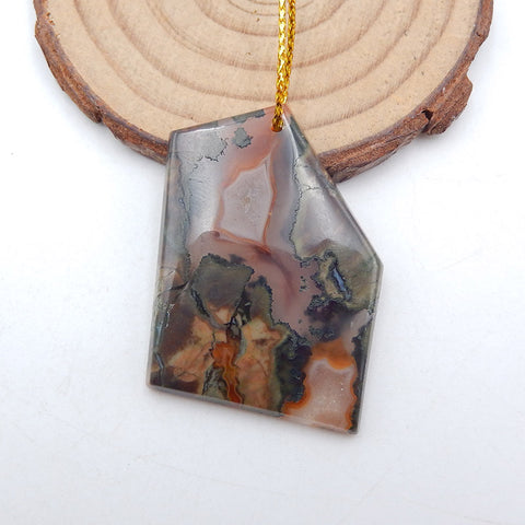 天然蘑菇碧玉宝石吊坠珠,49X30X9mm,10.5g