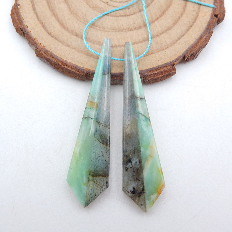 Intarsia of Chrysocolla and Labradorite Earring Beads 46x11x4mm, 6.2g
