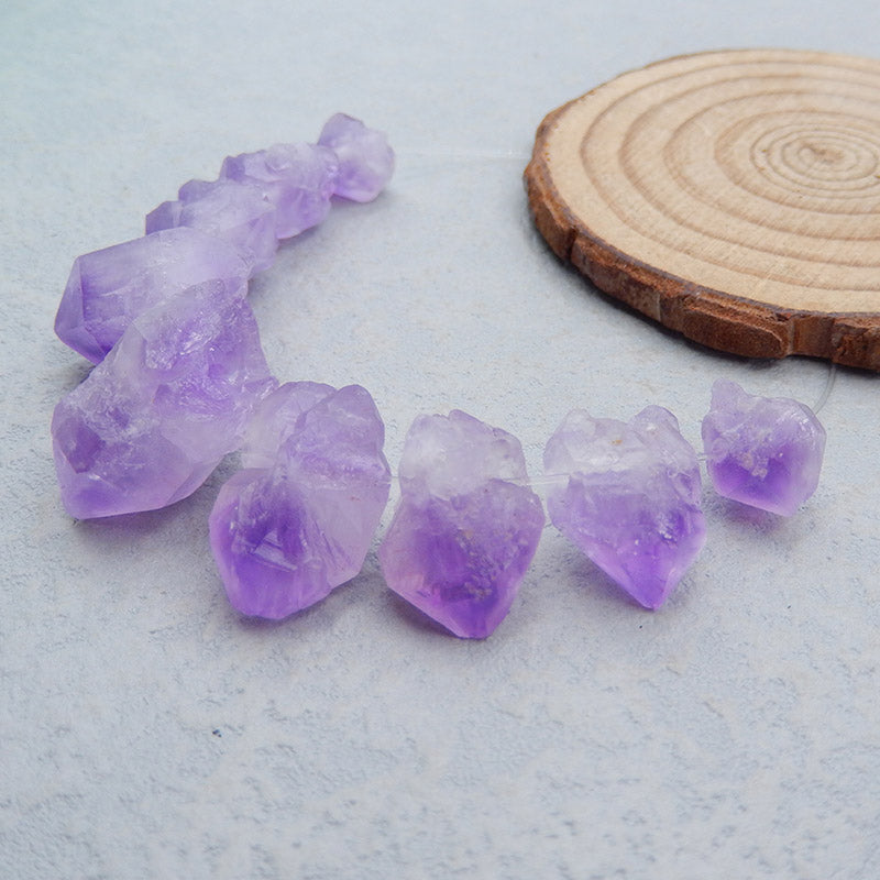 9 pcs Natural Amethyst Pendant Beads 23X15X3mm, 10X10X10mm, 21.2g