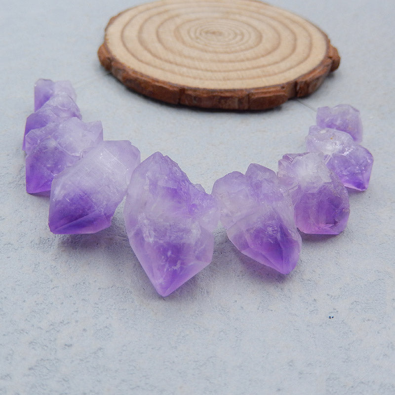 9 pcs Natural Amethyst Pendant Beads 23X15X3mm, 10X10X10mm, 21.2g