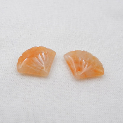 Natural Yellow Jade Carved leaf Earring Beads 15x18x4mm, 3g