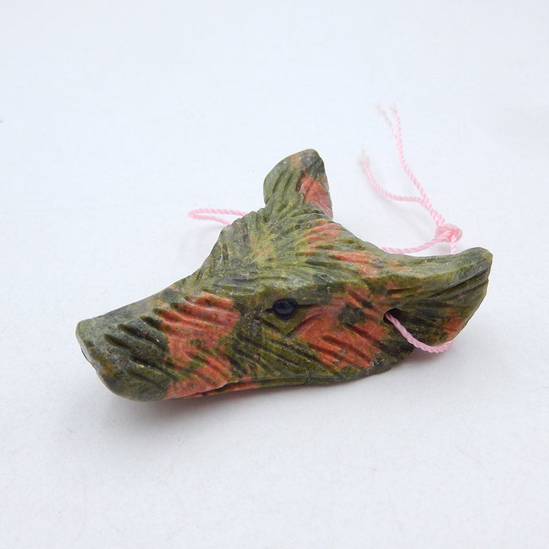 Natural Jasper Carved wolf head Pendant Bead 44x36x17mm, 28.2g