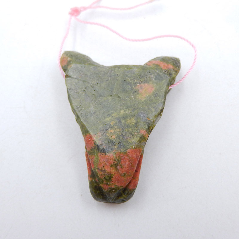 Natural Jasper Carved wolf head Pendant Bead 44x36x17mm, 28.2g