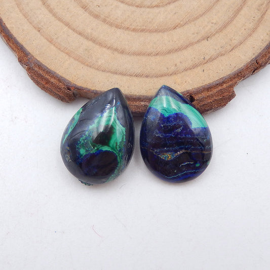 Natural Blue Azurite Cabochons Paired 18X14X4mm, 5.2g