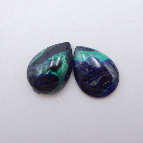 Natural Blue Azurite Cabochons Paired 18X14X4mm, 5.2g