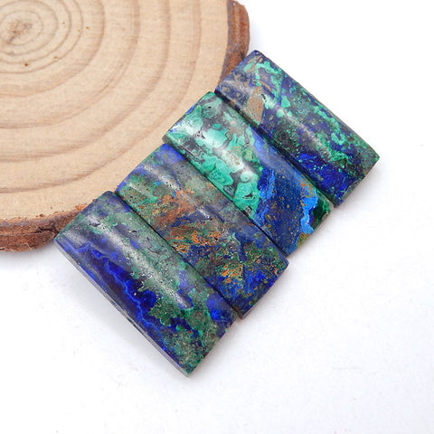 4 PCS Natural Blue Azurite Cabochons 24x10x5mm, 10.2g