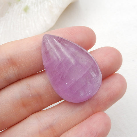 Cabochon en forme de goutte de Kunziter naturel, 32 x 21 x 12 mm, 14,5 g