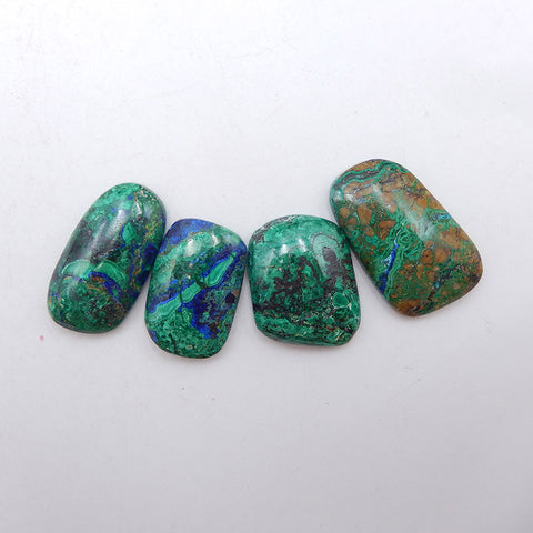 4 PCS Natural Blue Azurite Cabochons 30X19X6mm, 24X16X5mm, 22.5g
