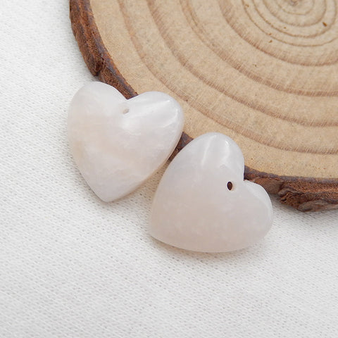 Paire de Boucles d'Oreilles Coeur Naturel avec Opale Rose, 15x15x4mm, 2.9g