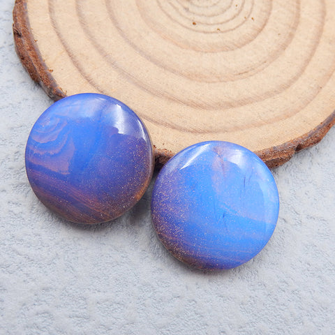 Oeil de Tigre Naturel, Opalite, Paire de Boucles d'Oreilles Collées, 20x20x6mm, 7.7g