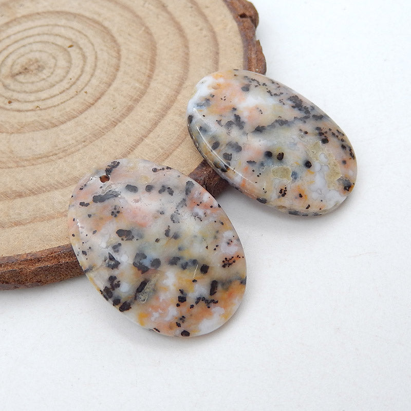 Natural Dendritic Agate Earring Beads 25x18x4mm, 5.7g
