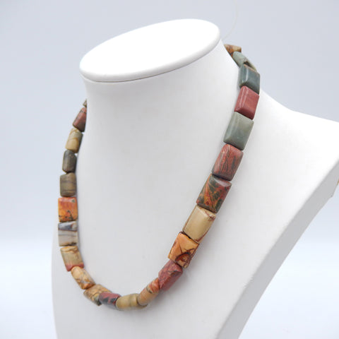 1 Strand of Natural Multi-Color Picasso Jasper Beads for Necklace 14x10mm