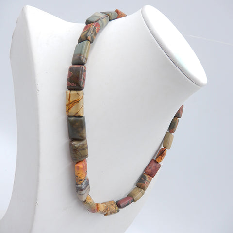 1 Strand of Natural Multi-Color Picasso Jasper Beads for Necklace 14x10mm
