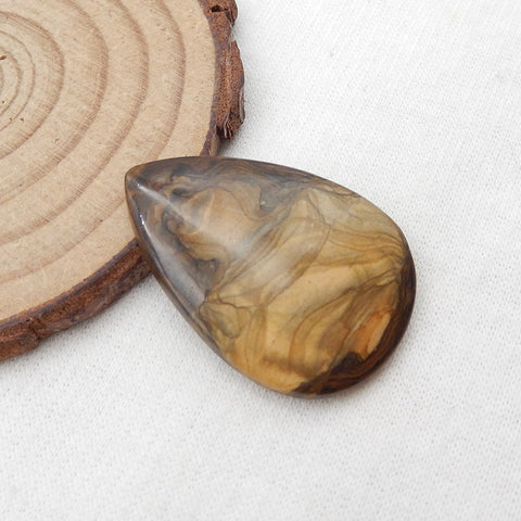 Cabochon de pierres précieuses en forme de goutte de jaspe naturel US Biggs Picture, 33 x 22 x 4 mm, 5,1 g