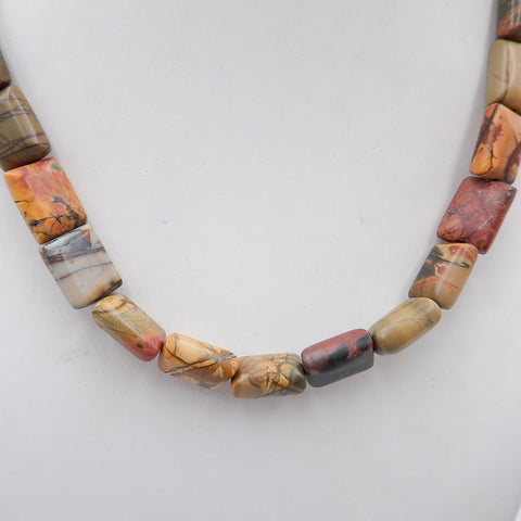 1 Strand of Natural Multi-Color Picasso Jasper Beads for Necklace 14x10mm