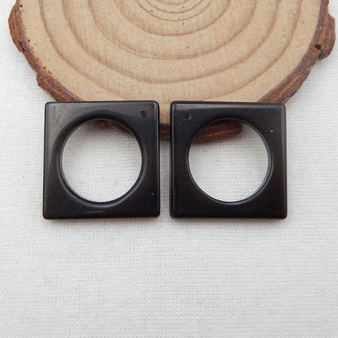 Belle paire de boucles d'oreilles en obsidienne percée rectangulaire pour femme 22 x 22 x 3 mm, 4,4 g