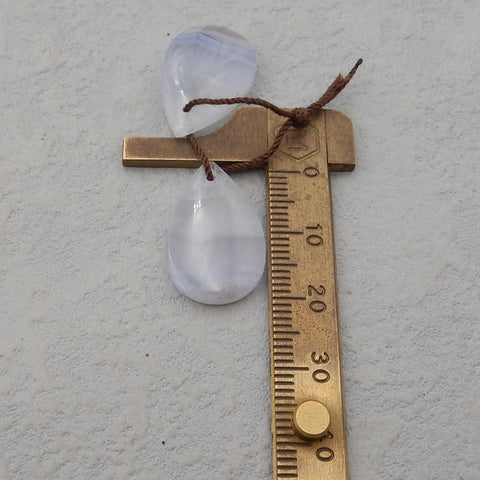 Blue Lace Agate Teardrop Boucles d'oreilles Stone Pair, pierre pour la fabrication de boucles d'oreilles, 24x12x4mm, 4g