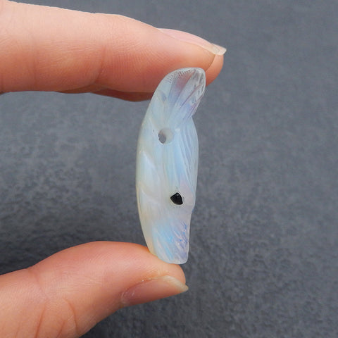 Opalite 手工雕刻狼头吊坠石,36x25x13mm,8.0g