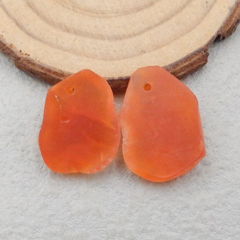 Natural Red Agate Earring Beads 24x17x7mm, 21x16x5mm, 9g