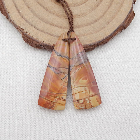 1 对多色毕加索碧玉耳环石,34X12X5mm,5.4g
