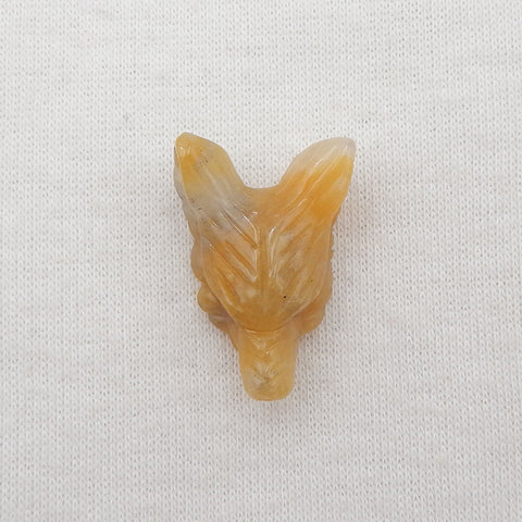 黄玉手工雕刻小狼头吊坠石,24x17x9mm,3.8g