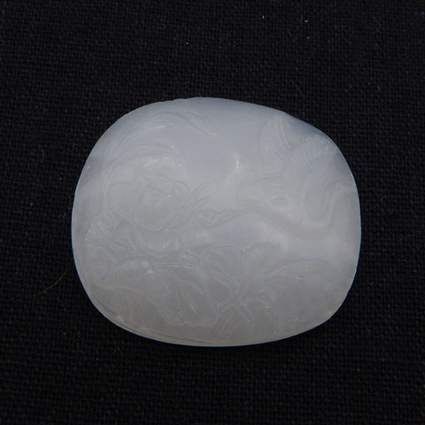 Perles de pendentif en jade blanc sculptées à la main naturelles et exquises. 40X36X9mm, 19.9g